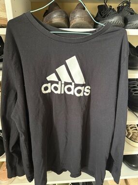 adidas Black Long-Sleeve Logo Shirt with White Trefoil
